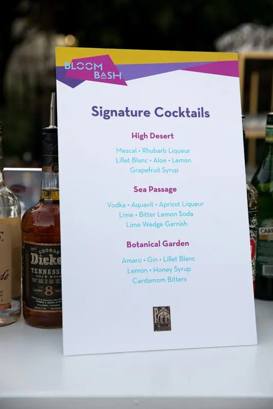 Signature cocktails menu card