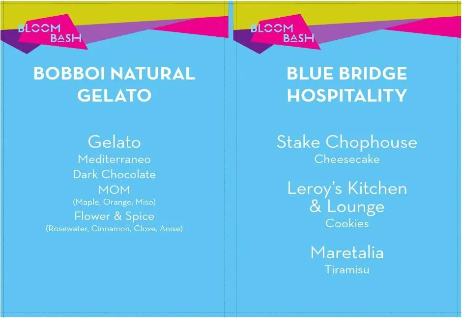 Bloom Bash menu cards
