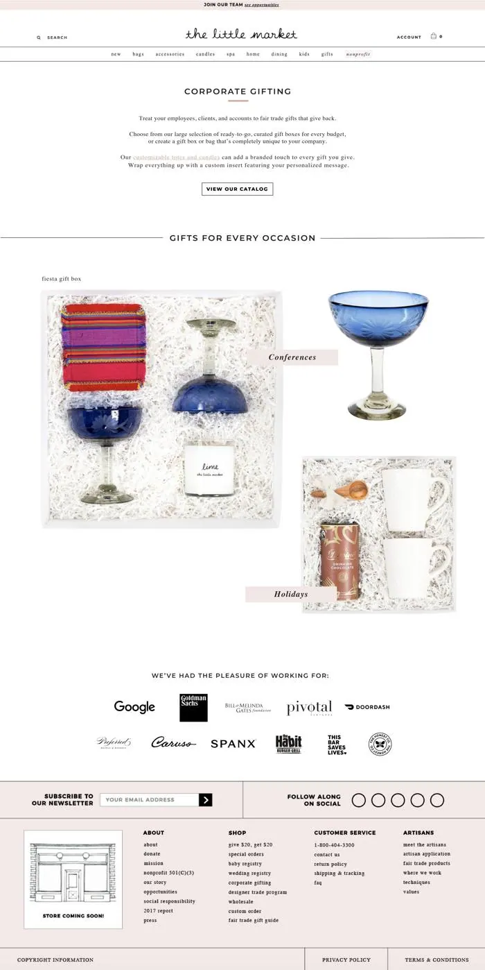 Corporate gifting page