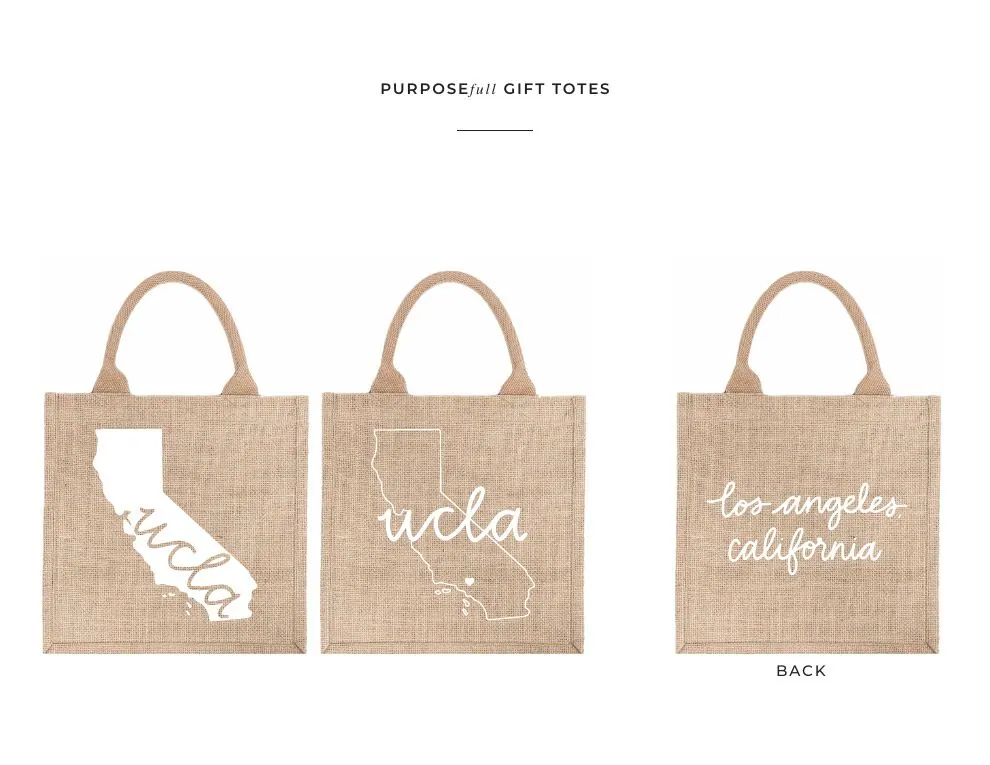 UCLA custom gift totes
